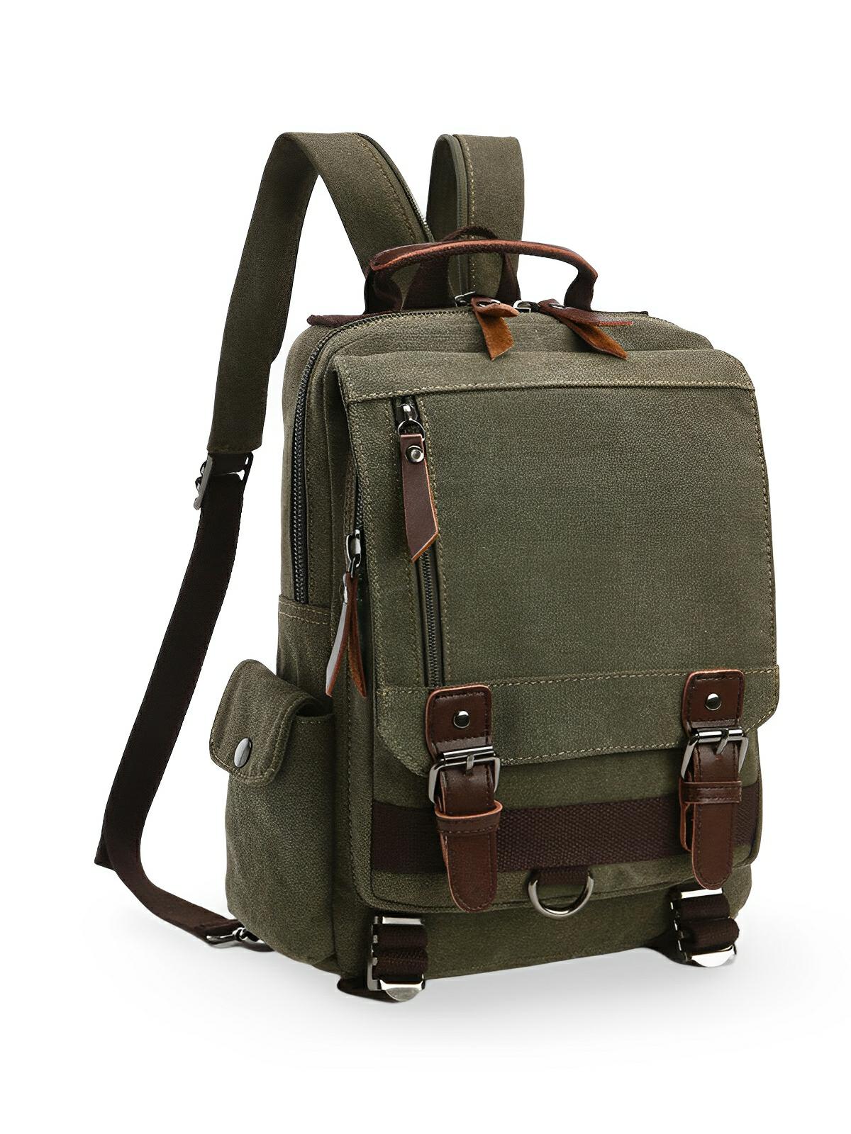 Sac à dos en toile, mixte, imperméable compact, mixte voyage, urbain multi - fonction, modèle Elin - Sac à dos - Vert
