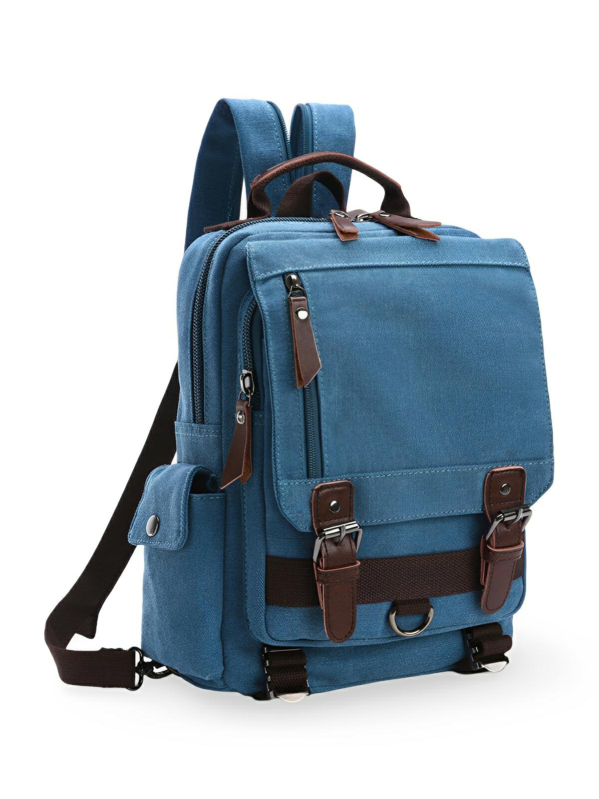 Sac à dos en toile, mixte, imperméable compact, mixte voyage, urbain multi - fonction, modèle Elin - Sac à dos - Bleu clair
