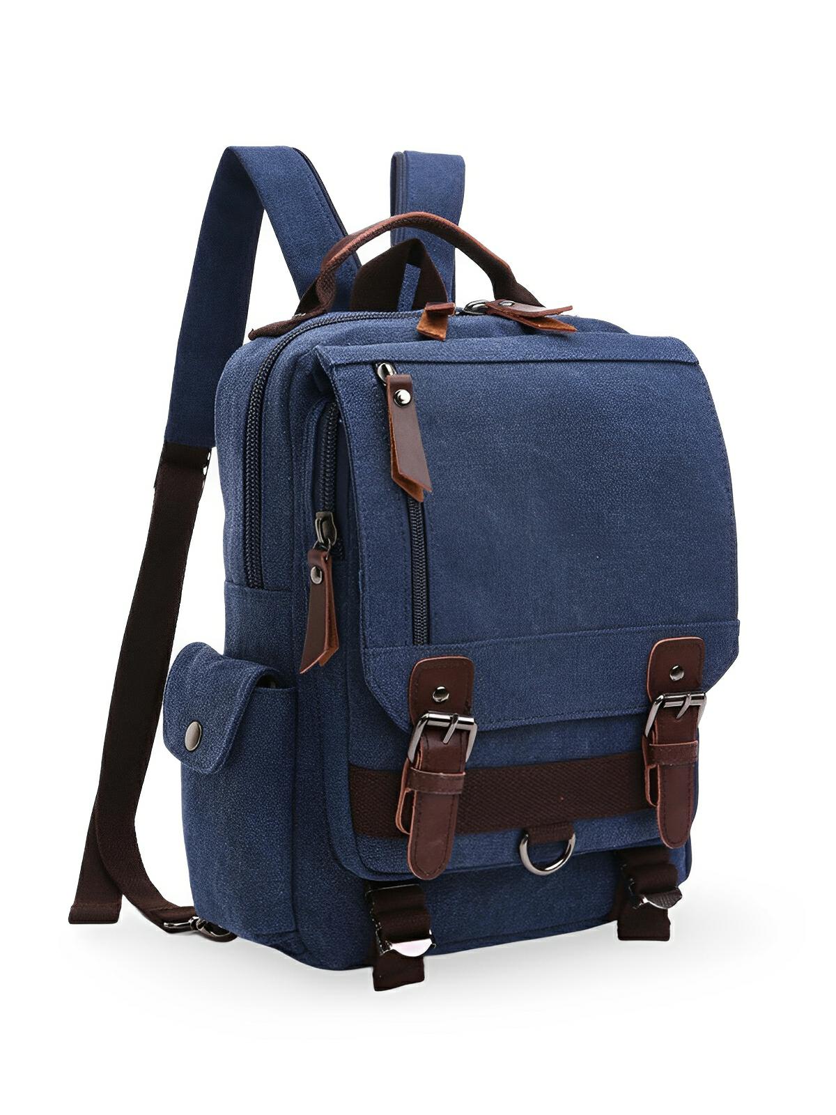 Sac à dos en toile, mixte, imperméable compact, mixte voyage, urbain multi - fonction, modèle Elin - Sac à dos - Bleu foncé