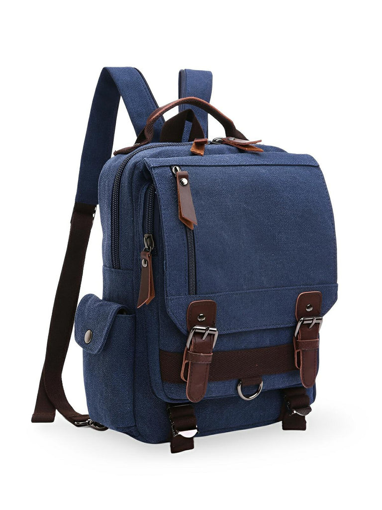 Sac à dos en toile, mixte, imperméable compact, mixte voyage, urbain multi - fonction, modèle Elin - Sac à dos - Bleu foncé