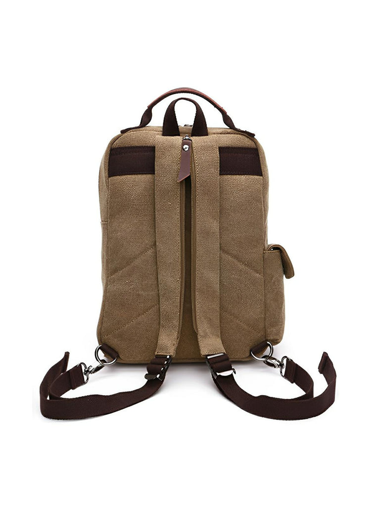 Sac à dos en toile, pour femme, imperméable compact, mixte voyage, urbain multi - fonction, modèle Elinda - Sac à dos - Kaki