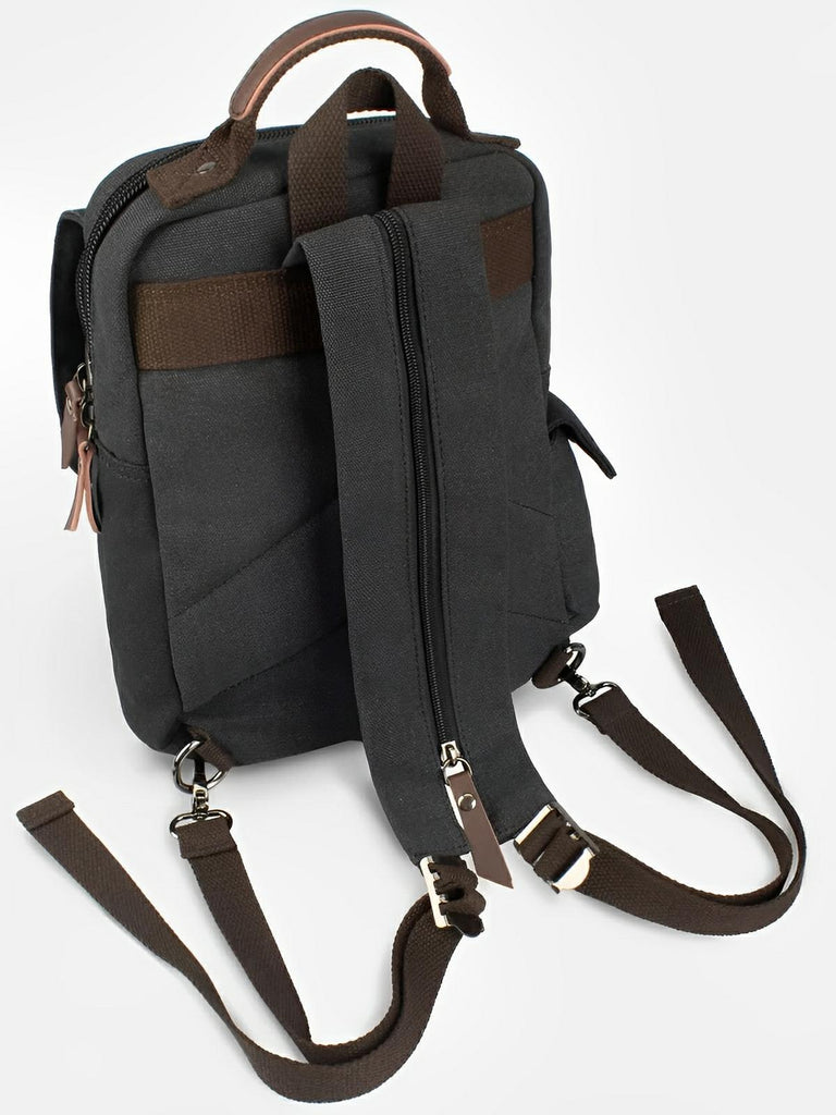 Sac à dos en toile, pour femme, imperméable compact, mixte voyage, urbain multi - fonction, modèle Elinda - Sac à dos - Gris