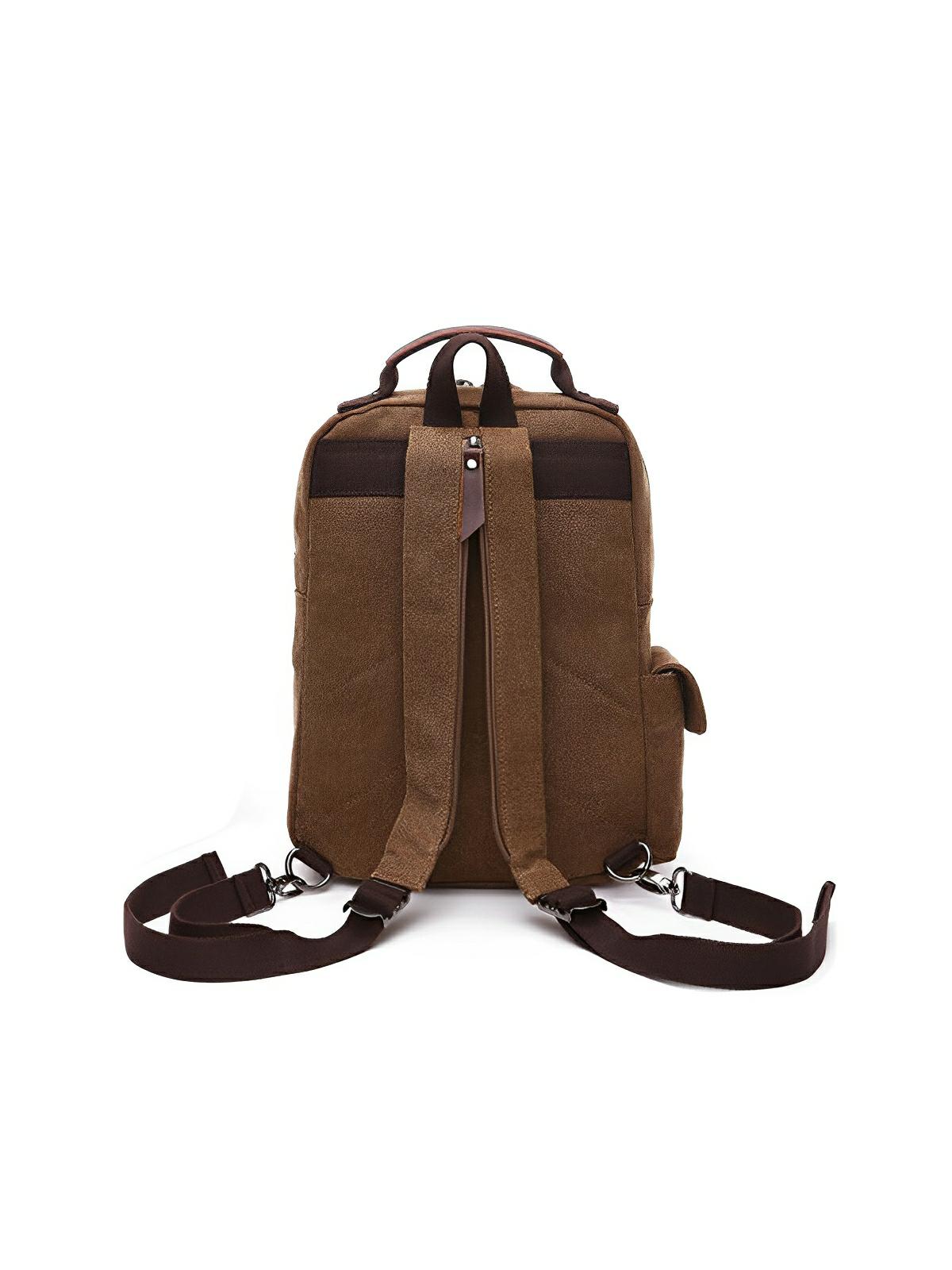Sac à dos en toile, pour femme, imperméable compact, mixte voyage, urbain multi - fonction, modèle Elinda - Sac à dos - Marron