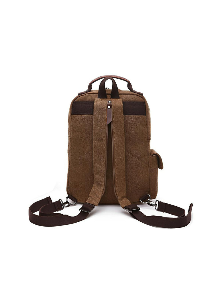 Sac à dos en toile, pour femme, imperméable compact, mixte voyage, urbain multi - fonction, modèle Elinda - Sac à dos - Marron