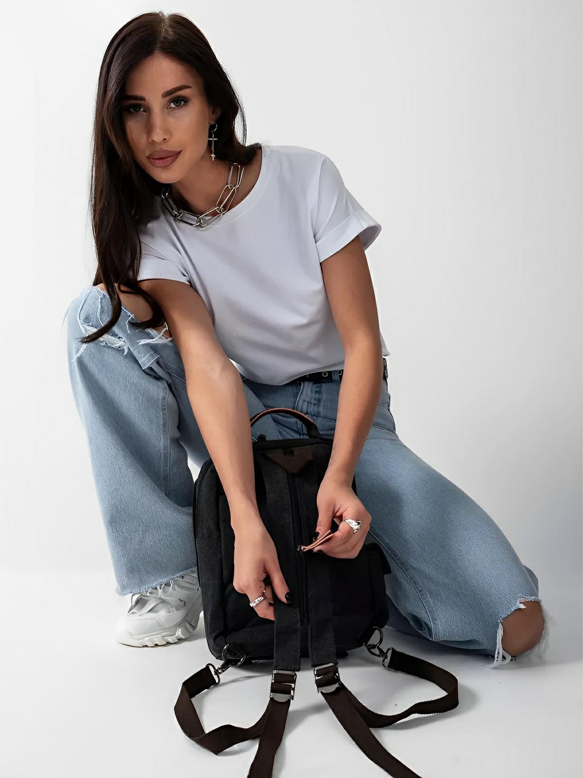 Sac à dos en toile, pour femme, imperméable compact, mixte voyage, urbain multi - fonction, modèle Elinda - Sac à dos - Noir