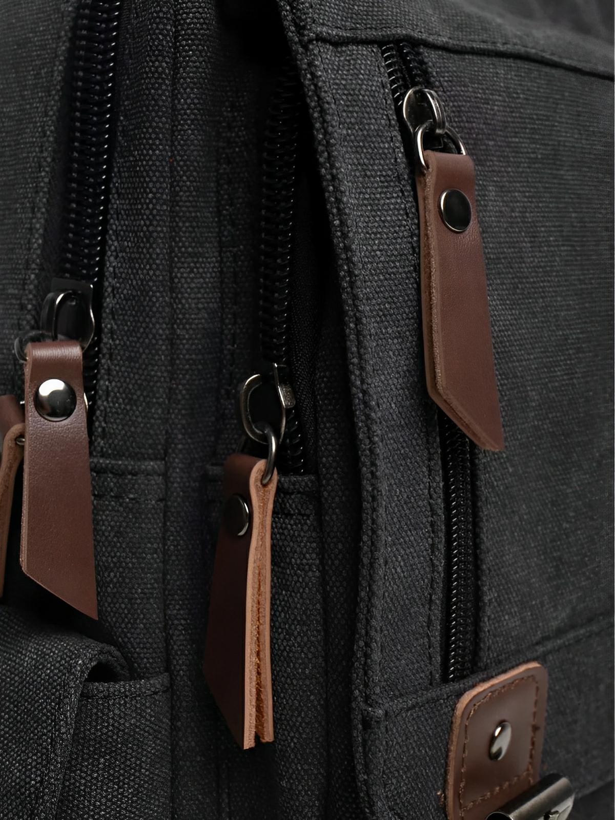 Sac à dos en toile, pour femme, imperméable compact, mixte voyage, urbain multi - fonction, modèle Elinda - Sac à dos - Noir