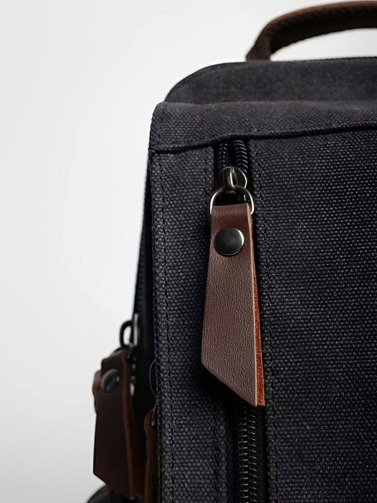 Sac à dos en toile, pour femme, imperméable compact, mixte voyage, urbain multi - fonction, modèle Elinda - Sac à dos - Noir