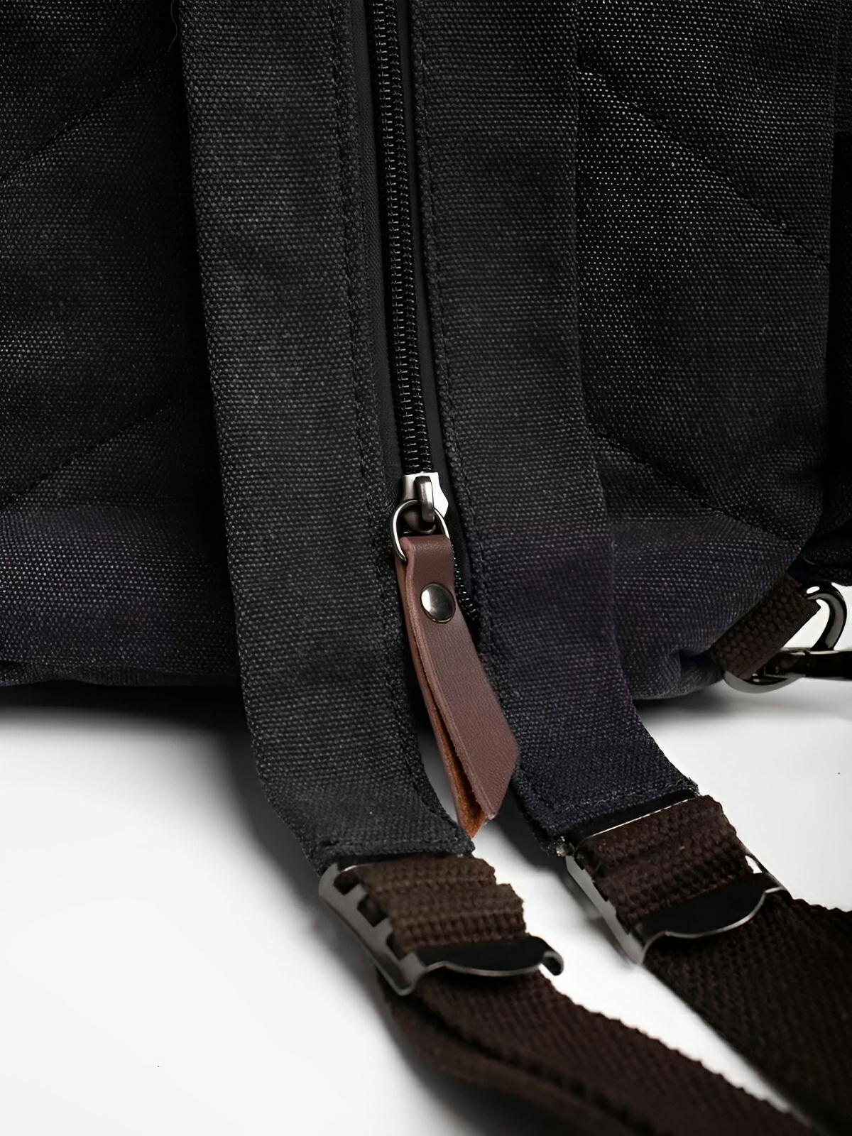 Sac à dos en toile, pour femme, imperméable compact, mixte voyage, urbain multi - fonction, modèle Elinda - Sac à dos - Noir