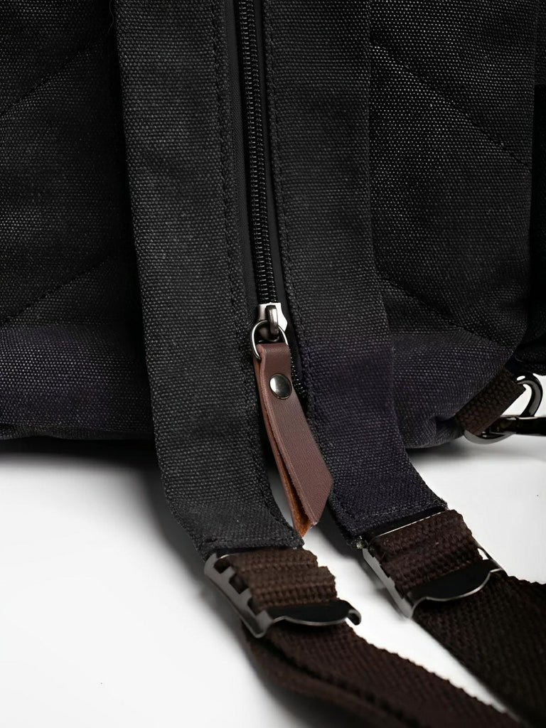 Sac à dos en toile, pour femme, imperméable compact, mixte voyage, urbain multi - fonction, modèle Elinda - Sac à dos - Noir