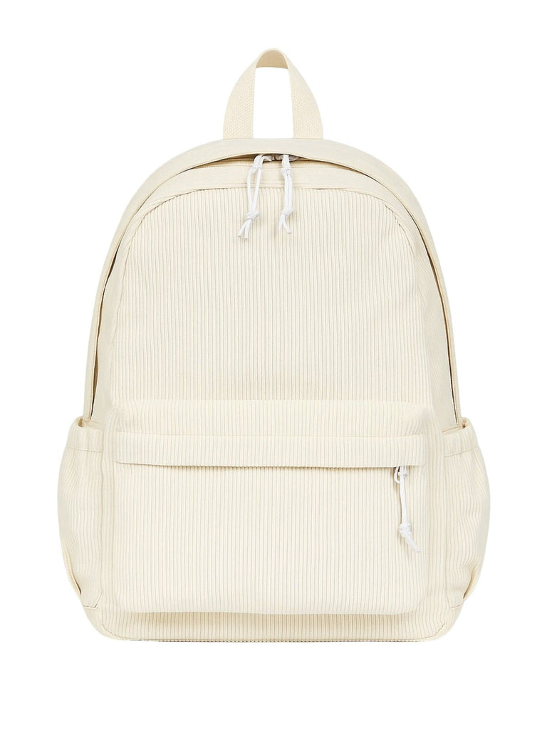 Sac à dos en velours côtelé, format A4, léger, grande poche zippée, style décontracté, sac d'école, modèle Firex - Sac à dos - Blanc