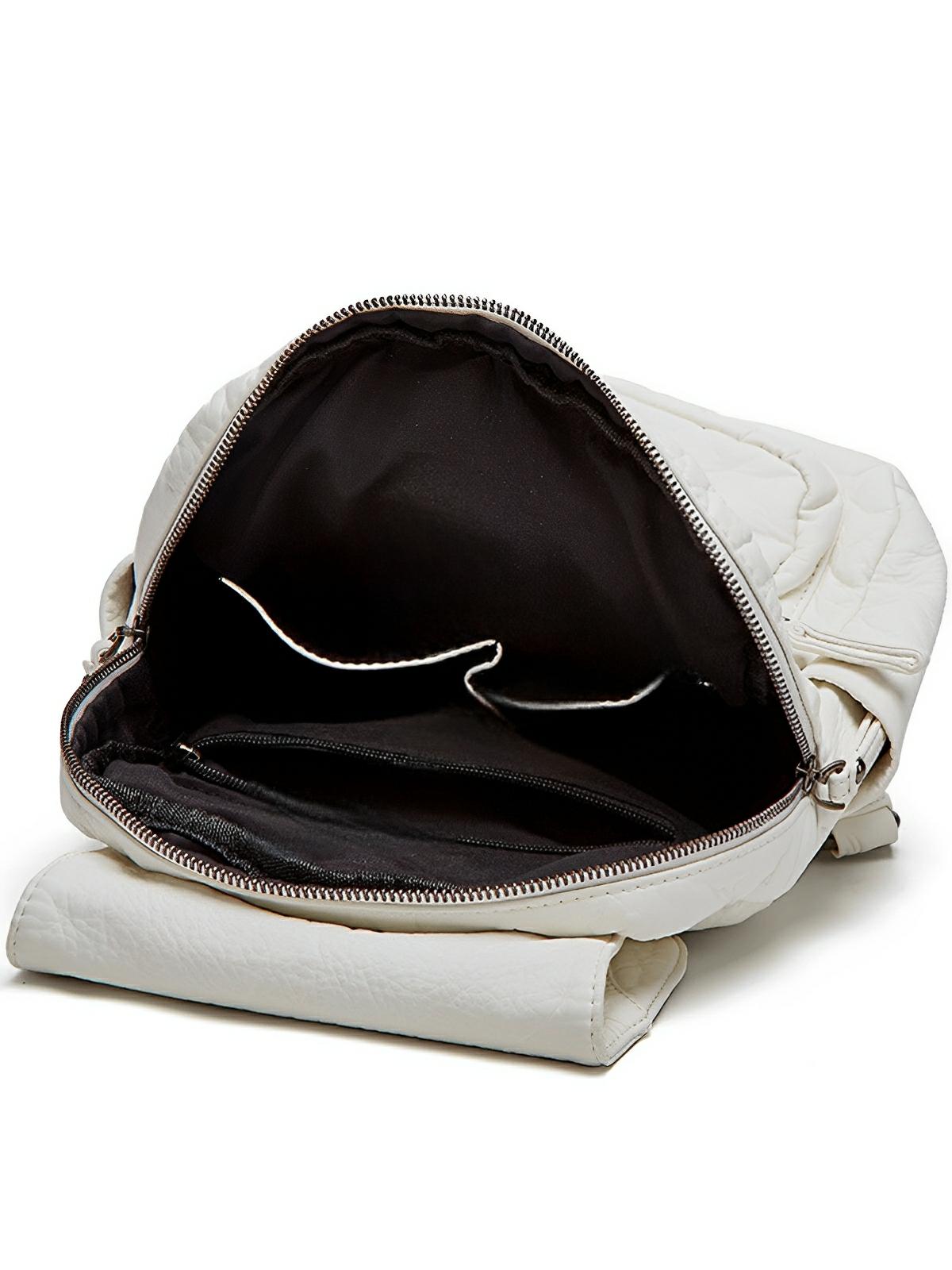 Sac à dos femme, design moderne, simili vegan, léger, spacieux, usage quotidien, voyage, travail, modèle Kaella - Sac à dos - Blanc