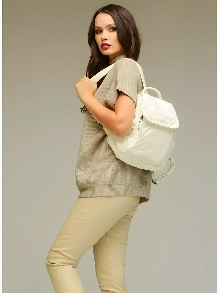 Sac à dos femme, design moderne, simili vegan, léger, spacieux, usage quotidien, voyage, travail, modèle Kaella - Sac à dos - Noir