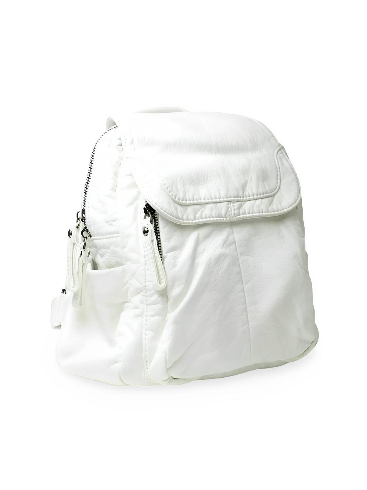 Sac à dos femme, design moderne, simili vegan, léger, spacieux, usage quotidien, voyage, travail, modèle Kaella - Sac à dos - Blanc