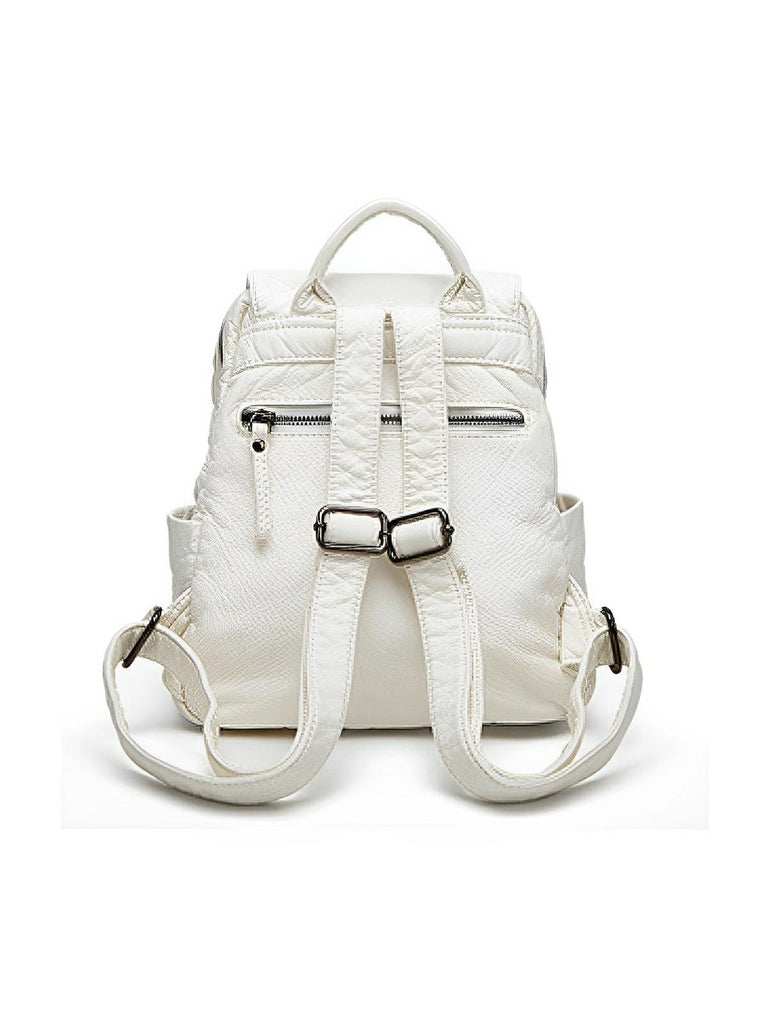 Sac à dos femme, design moderne, simili vegan, léger, spacieux, usage quotidien, voyage, travail, modèle Kaella - Sac à dos - Blanc
