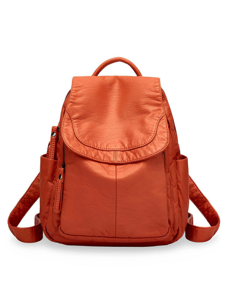 Sac à dos femme, design moderne, simili vegan, léger, spacieux, usage quotidien, voyage, travail, modèle Kaella - Sac à dos - Orange