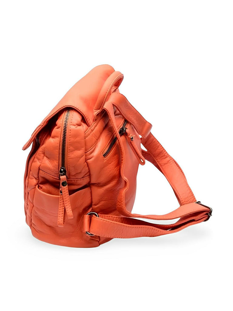 Sac à dos femme, design moderne, simili vegan, léger, spacieux, usage quotidien, voyage, travail, modèle Kaella - Sac à dos - Brun