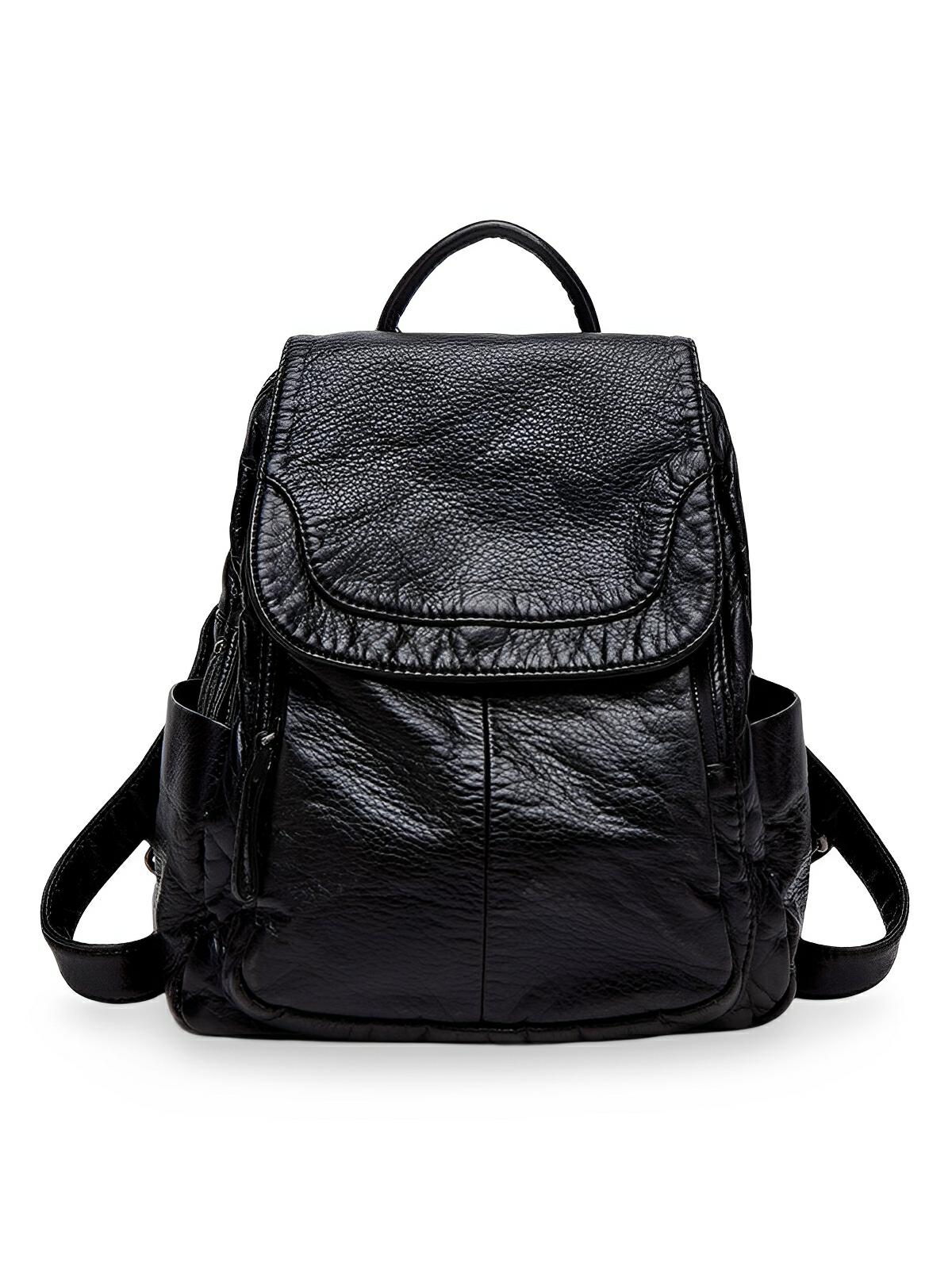 Sac à dos femme, design moderne, simili vegan, léger, spacieux, usage quotidien, voyage, travail, modèle Kaella - Sac à dos - Noir