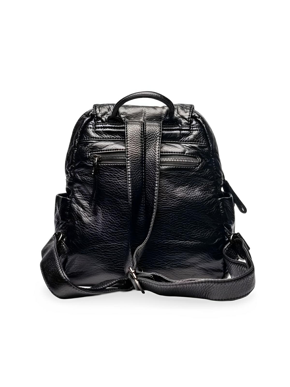 Sac à dos femme, design moderne, simili vegan, léger, spacieux, usage quotidien, voyage, travail, modèle Kaella - Sac à dos - Noir