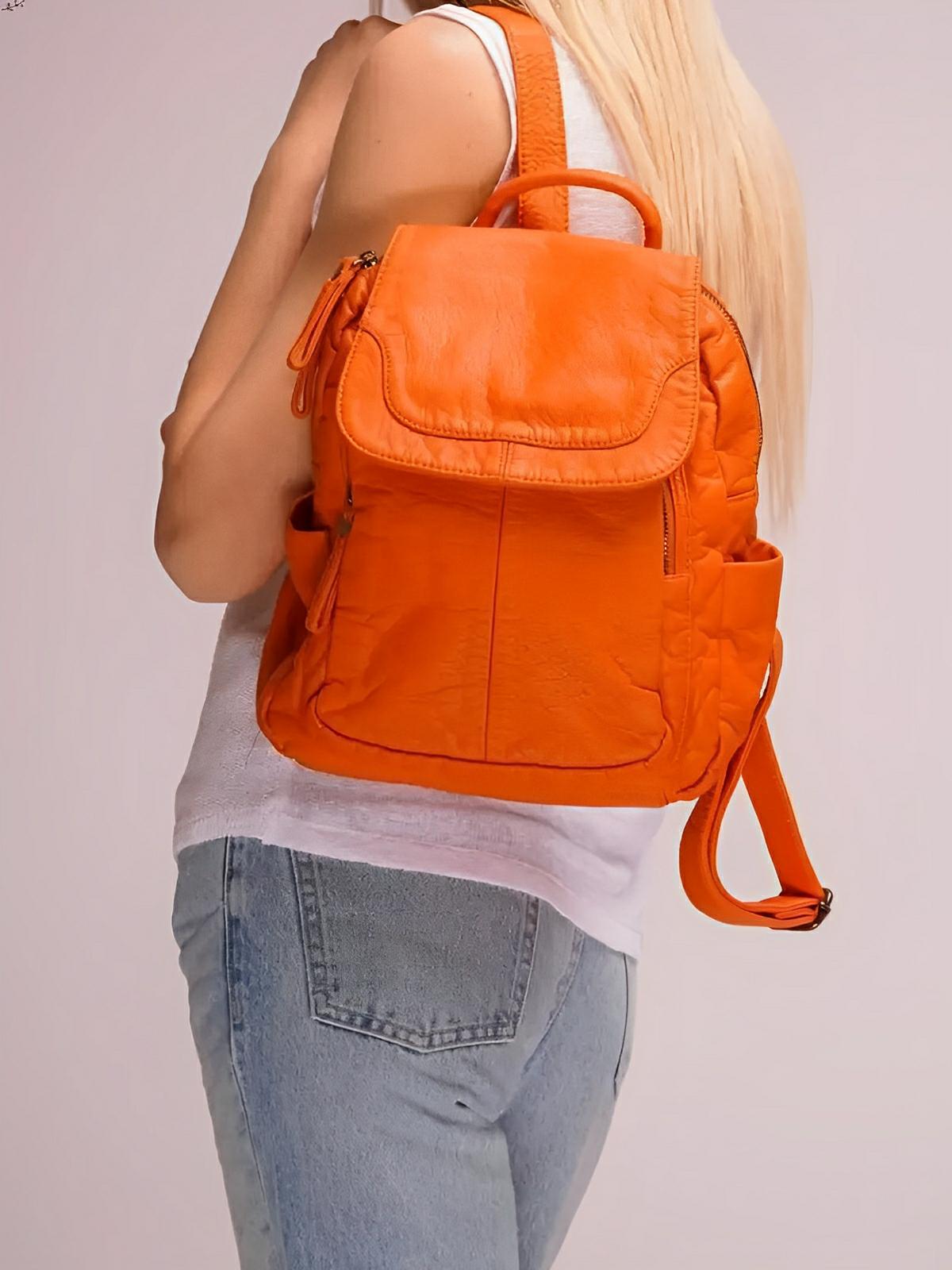 Sac à dos femme, design moderne, simili vegan, léger, spacieux, usage quotidien, voyage, travail, modèle Kaella - Sac à dos - Blanc