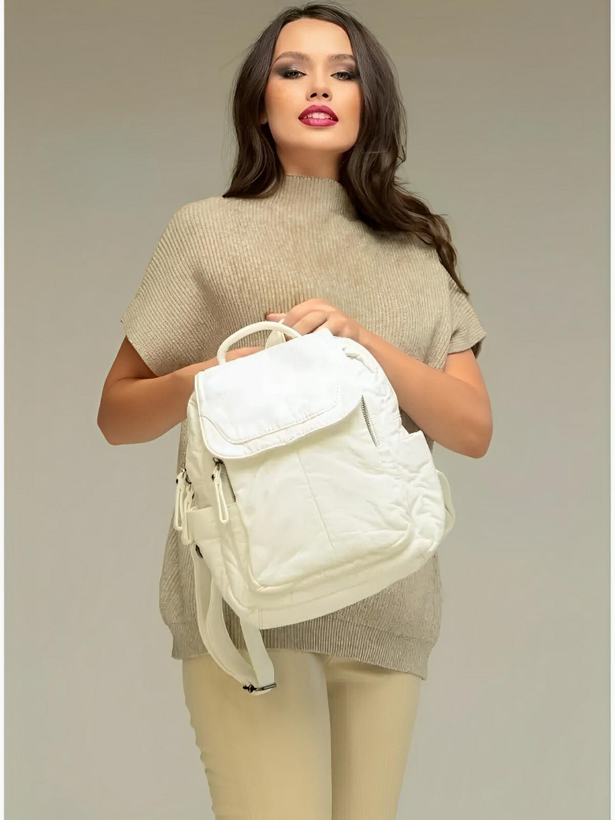 Sac à dos femme, design moderne, simili vegan, léger, spacieux, usage quotidien, voyage, travail, modèle Kaella - Sac à dos - Noir