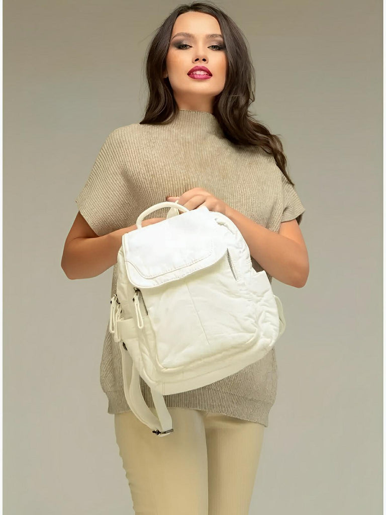 Sac à dos femme, design moderne, simili vegan, léger, spacieux, usage quotidien, voyage, travail, modèle Kaella - Sac à dos - Noir