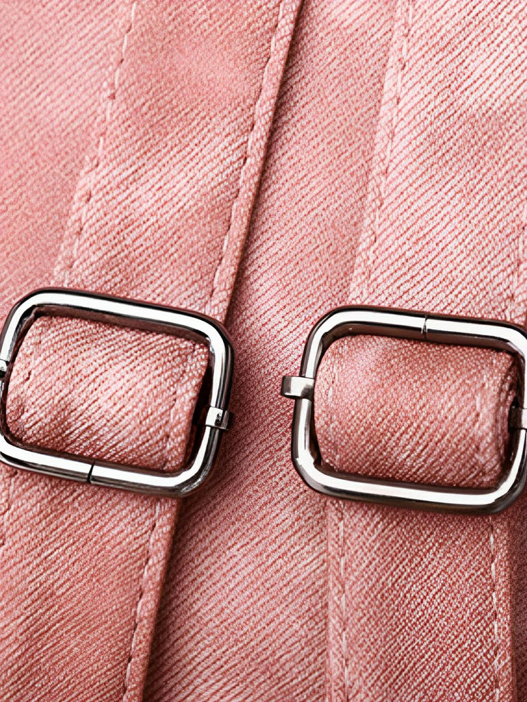 Sac à dos femme, design tendance, grande capacité, fermeture lacets et rabat, cuir simili vegan doux, modèle Tania - Sac à dos - Rose