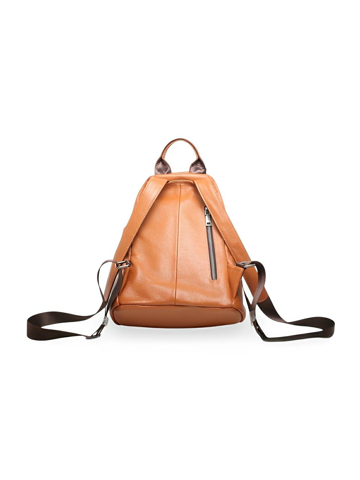Sac à dos femme en simili vegan véritable, design tendance, grande capacité, fonction anti - vol, bretelles réglables, modèle Baya - Sac à dos - Camel