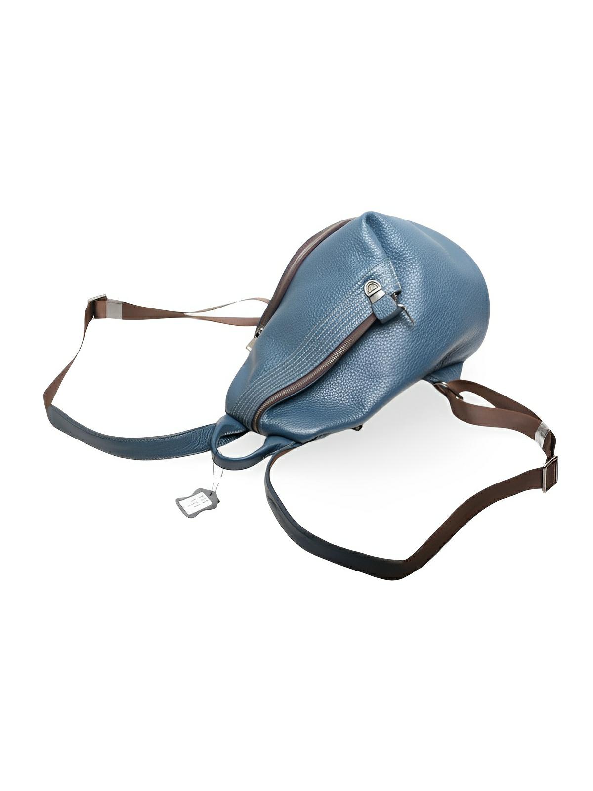 Sac à dos femme en simili vegan véritable, design tendance, grande capacité, fonction anti - vol, bretelles réglables, modèle Baya - Sac à dos - Bleu