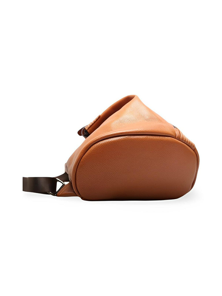 Sac à dos femme en simili vegan véritable, design tendance, grande capacité, fonction anti - vol, bretelles réglables, modèle Baya - Sac à dos - Camel