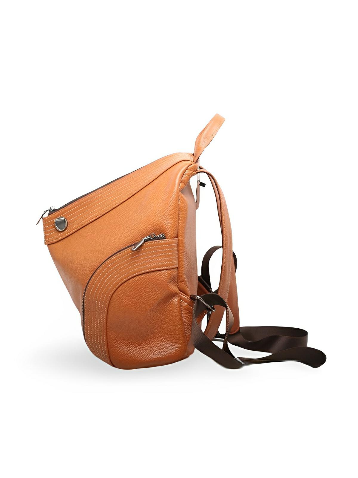 Sac à dos femme en simili vegan véritable, design tendance, grande capacité, fonction anti - vol, bretelles réglables, modèle Baya - Sac à dos - Camel