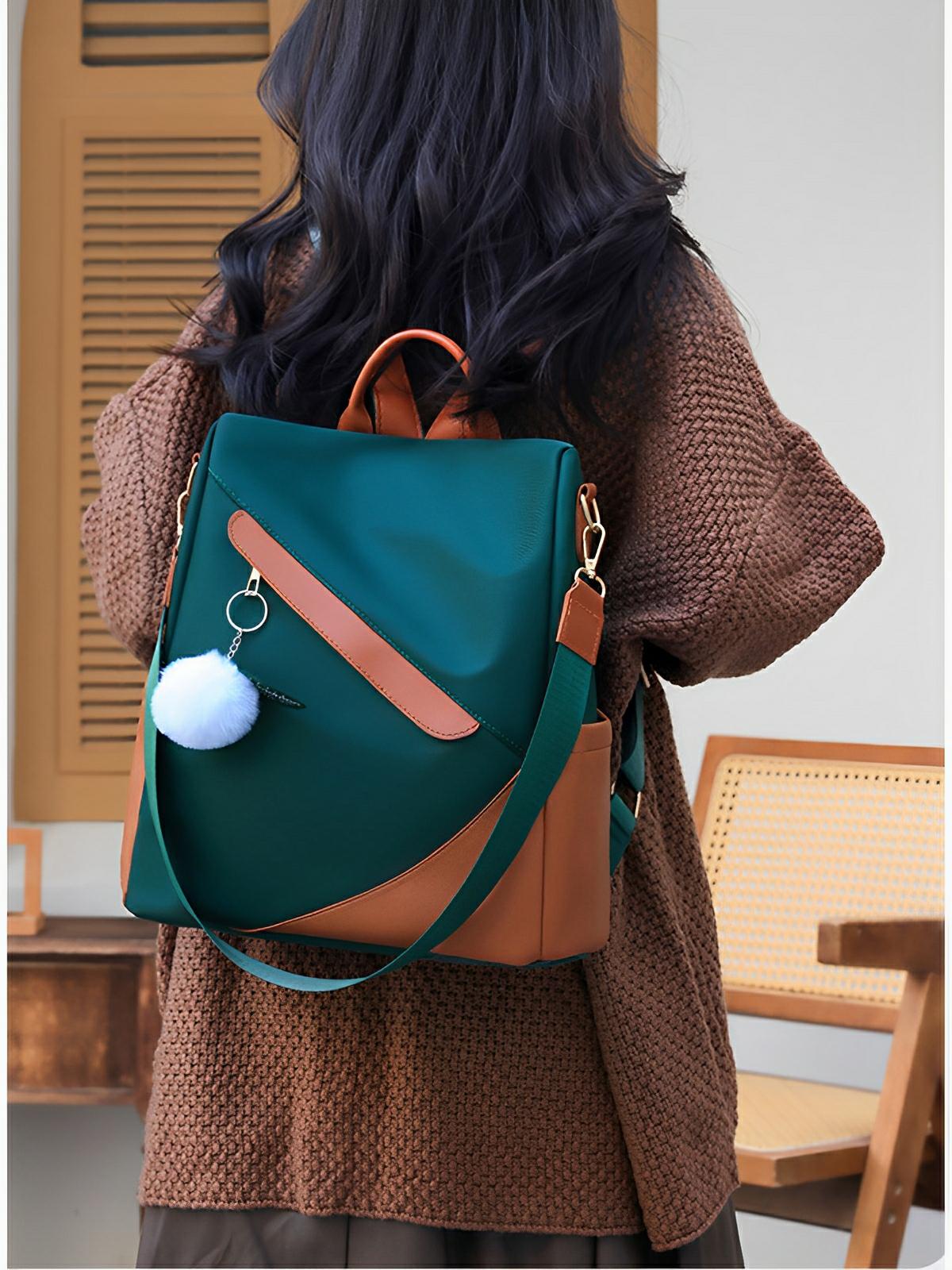 Sac à dos femme, grand format, tissu Oxford, antivol et imperméable, idéal quotidien et voyage, modèle Anna - Sac à dos - Vert