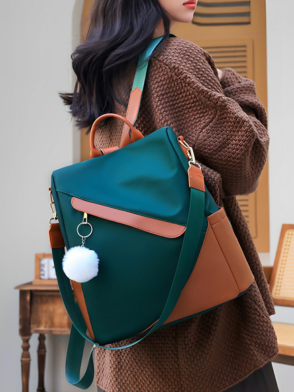 Sac à dos femme, grand format, tissu Oxford, antivol et imperméable, idéal quotidien et voyage, modèle Anna - Sac à dos - Vert