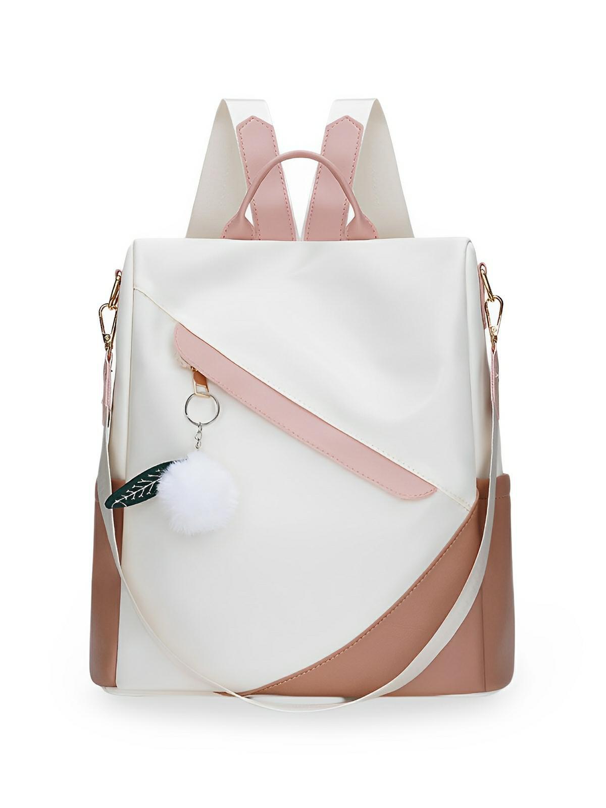Sac à dos femme, grand format, tissu Oxford, antivol et imperméable, idéal quotidien et voyage, modèle Anna - Sac à dos - Blanc