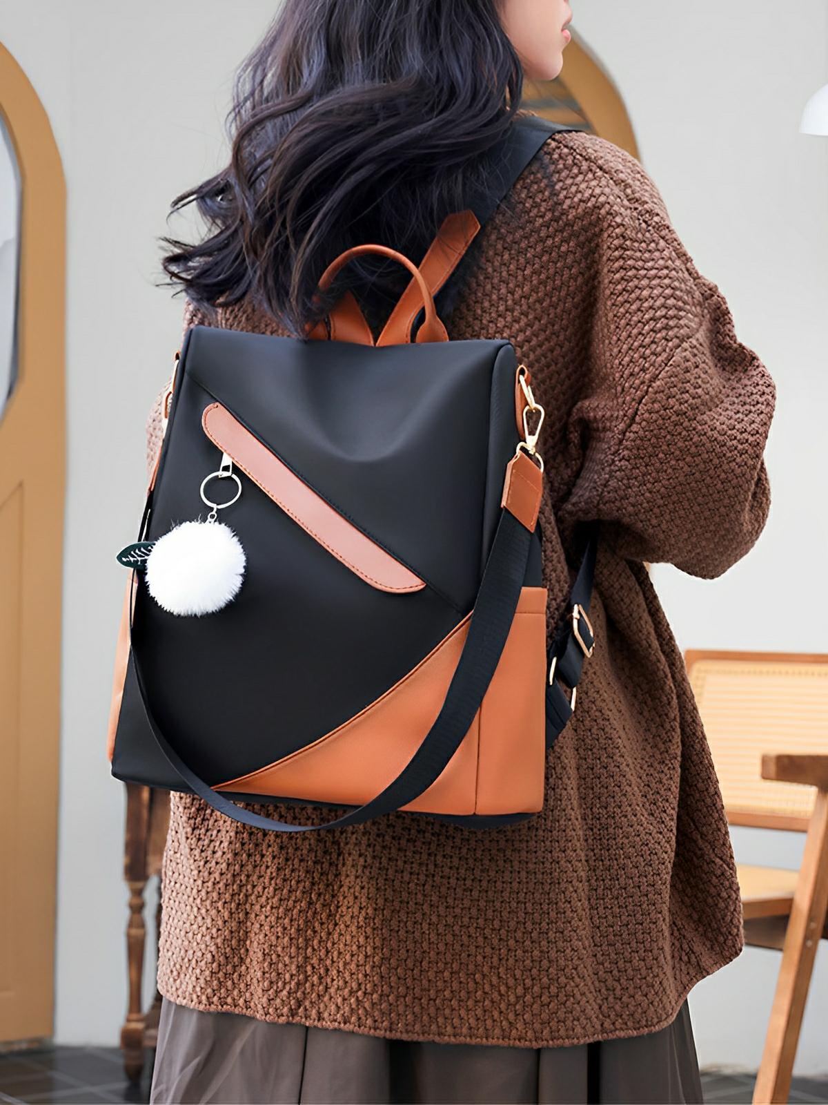 Sac à dos femme, grand format, tissu Oxford, antivol et imperméable, idéal quotidien et voyage, modèle Anna - Sac à dos - Noir