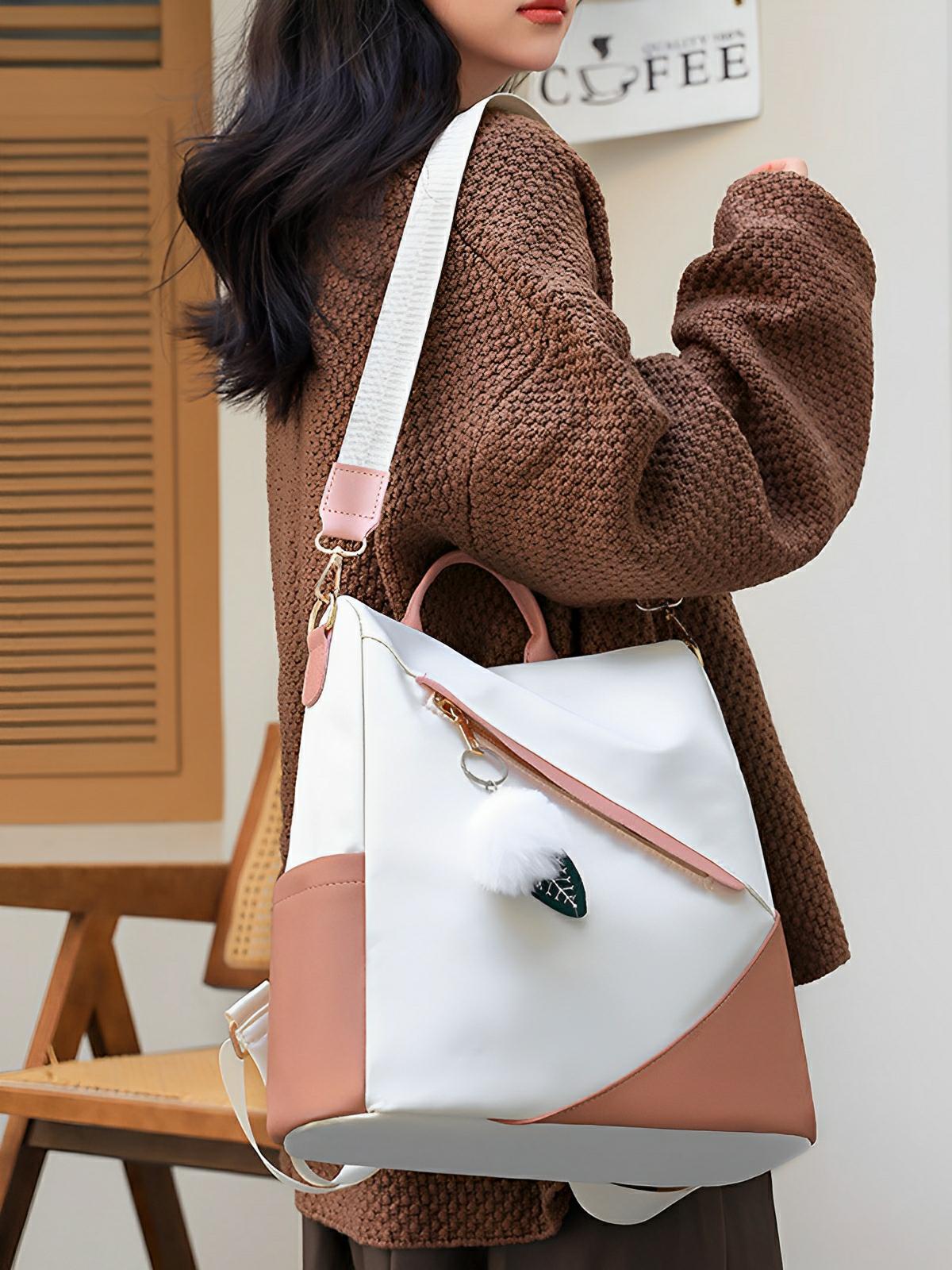Sac à dos femme, grand format, tissu Oxford, antivol et imperméable, idéal quotidien et voyage, modèle Anna - Sac à dos - Blanc