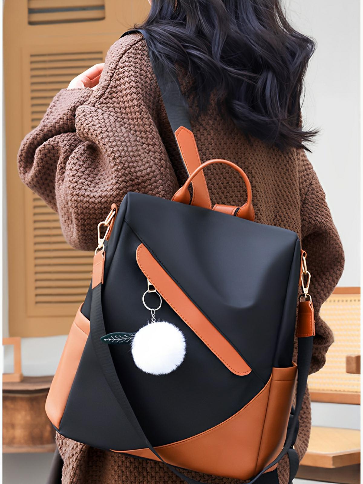 Sac à dos femme, grand format, tissu Oxford, antivol et imperméable, idéal quotidien et voyage, modèle Anna - Sac à dos - Noir