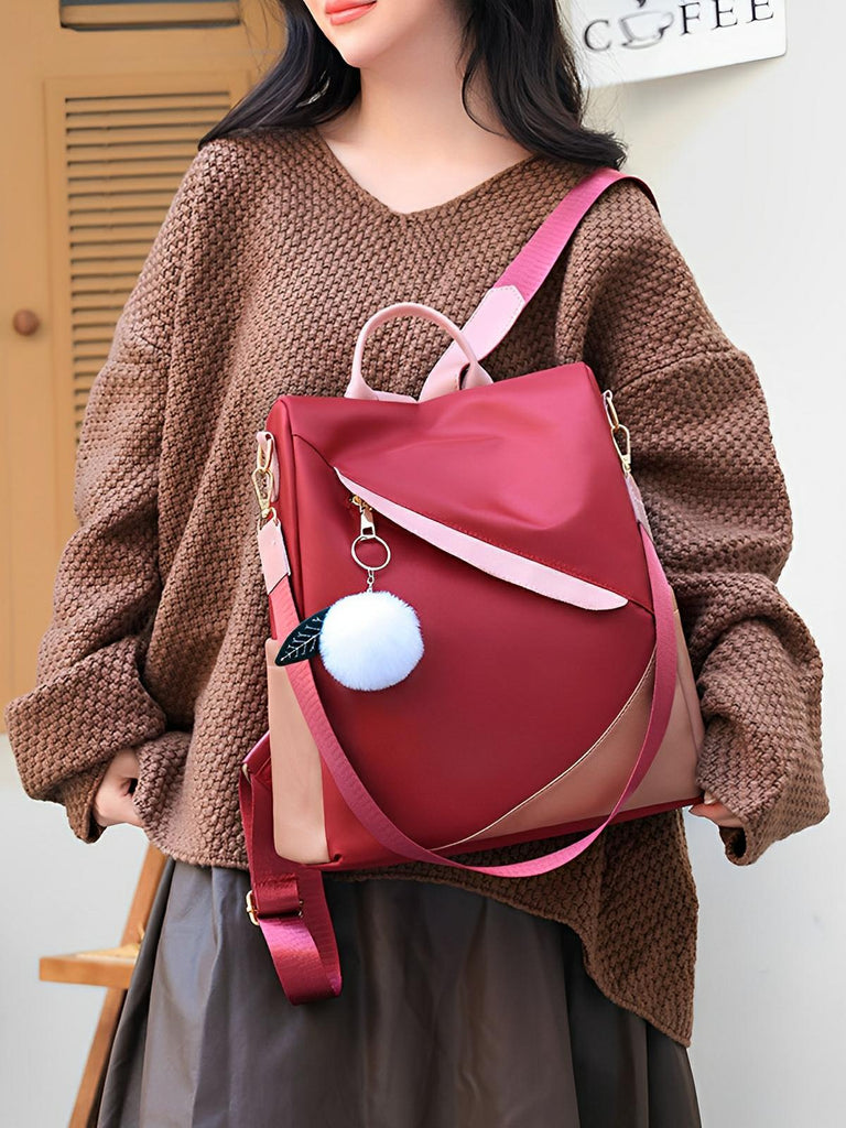 Sac à dos femme, grand format, tissu Oxford, antivol et imperméable, idéal quotidien et voyage, modèle Anna - Sac à dos - Rouge