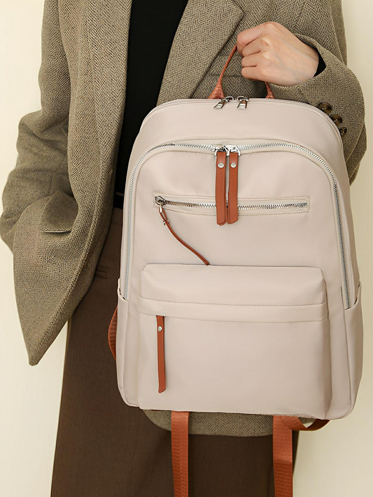 Sac à dos femme, grande capacité, compartiment ordinateur, nylon imperméable, voyage, univers, modèle Alia - Sac à dos - Beige