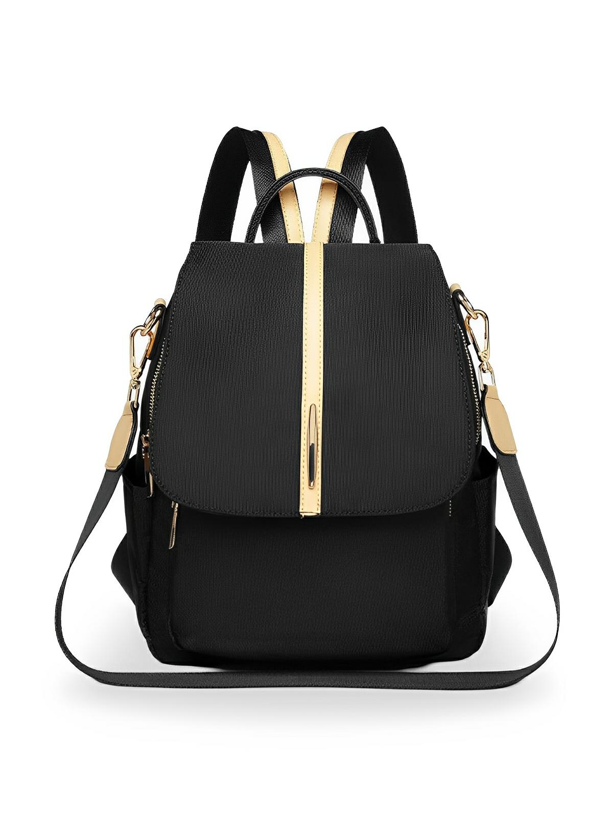 Sac à dos femme, imperméable, léger, compact, usage quotidien, nylon, modèle Emline - Sac à dos - Noir