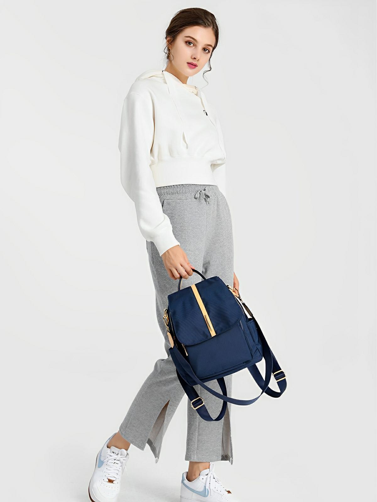 Sac à dos femme, imperméable, léger, compact, usage quotidien, nylon, modèle Emline - Sac à dos - Bleu