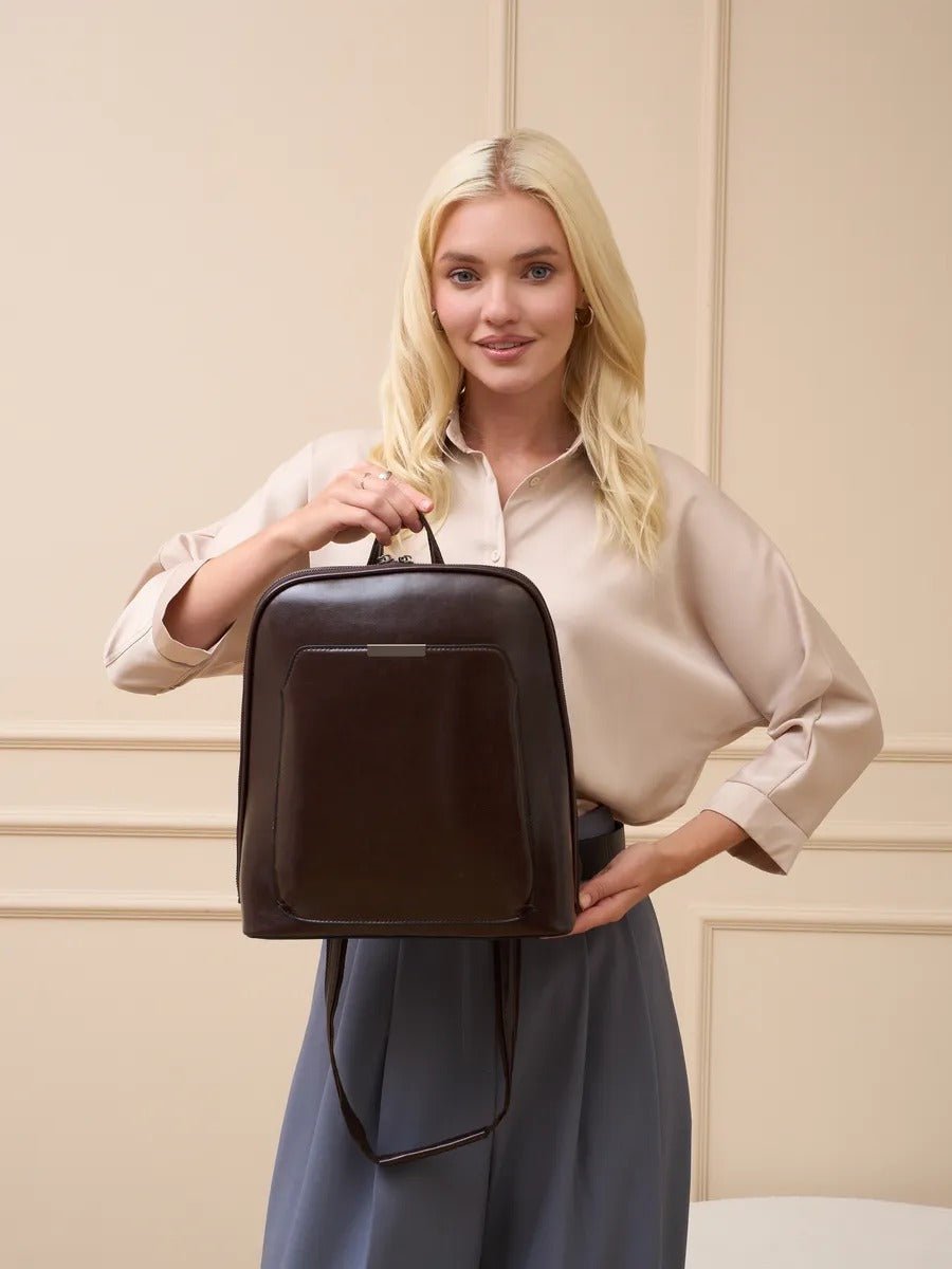 Sac à dos femme, sac ville imperméable, sac ordinateur 13 pouces, sac anti - vol dos, sac école tendance, modèle Cordule - Sac à dos - Café