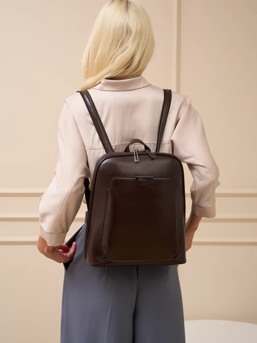Sac à dos femme, sac ville imperméable, sac ordinateur 13 pouces, sac anti - vol dos, sac école tendance, modèle Cordule - Sac à dos - Café