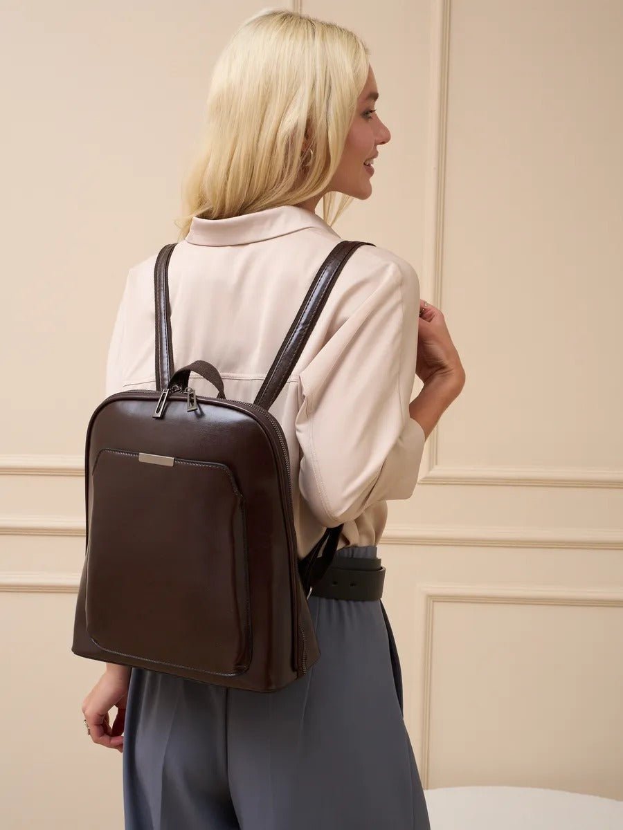 Sac à dos femme, sac ville imperméable, sac ordinateur 13 pouces, sac anti - vol dos, sac école tendance, modèle Cordule - Sac à dos - Café
