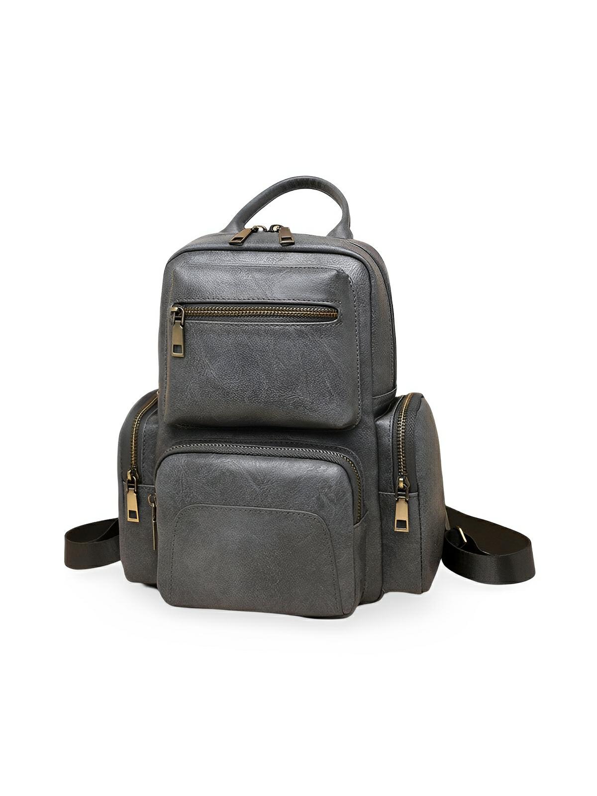 Sac à dos femme, simili vegan, compact, convertible sac bandoulière, multifonction, voyage, quotidien, modèle Amel - Sac à dos - Gris