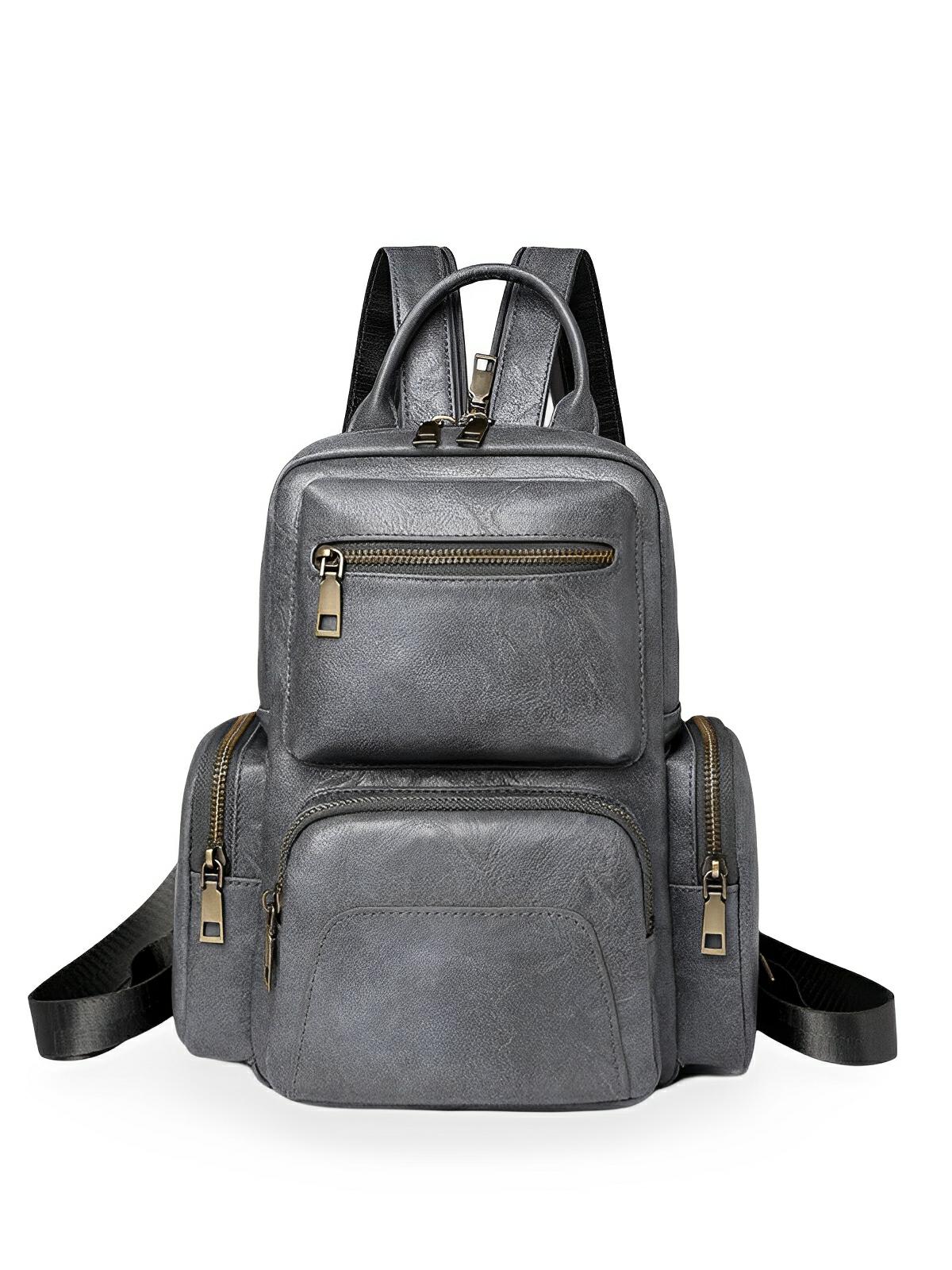 Sac à dos femme, simili vegan, compact, convertible sac bandoulière, multifonction, voyage, quotidien, modèle Amel - Sac à dos - Gris