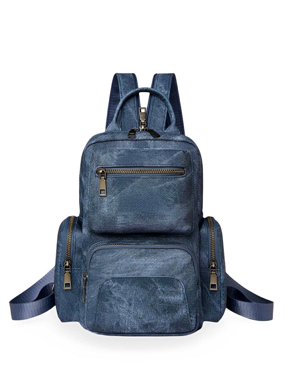 Sac à dos femme, simili vegan, compact, convertible sac bandoulière, multifonction, voyage, quotidien, modèle Amel - Sac à dos - Bleu