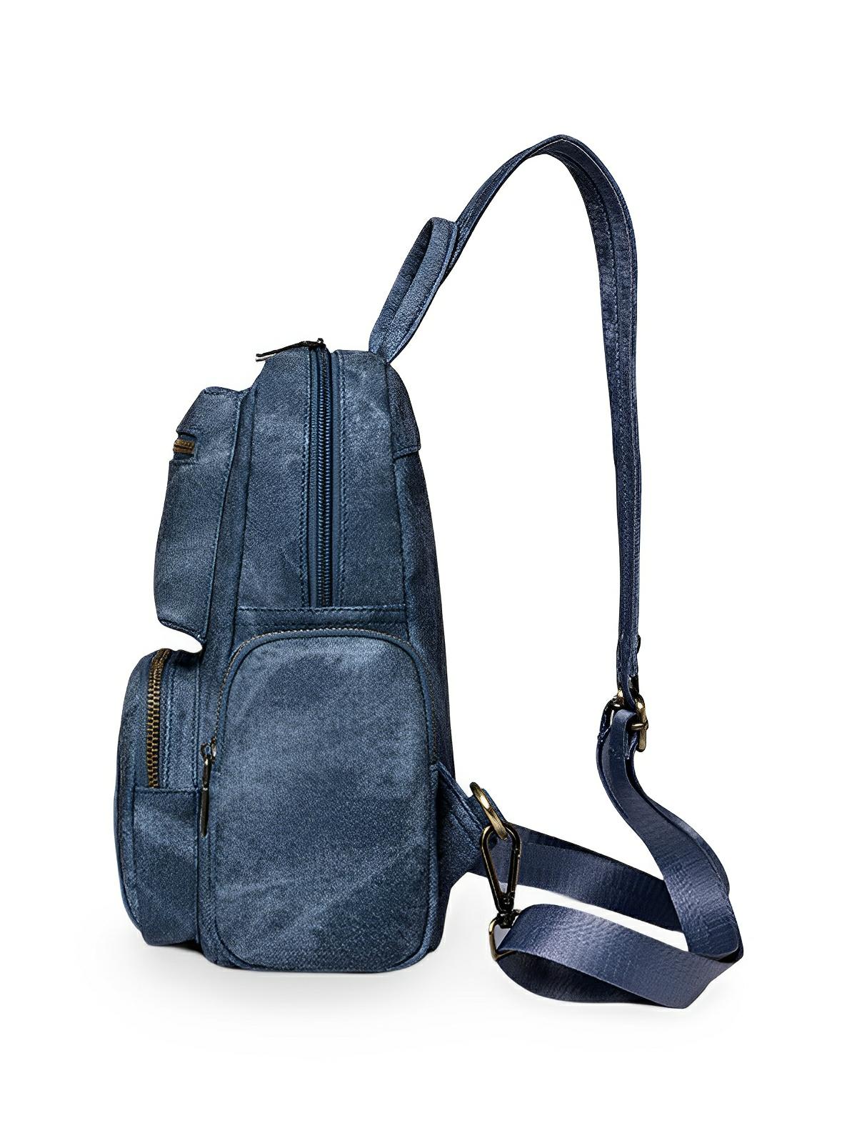 Sac à dos femme, simili vegan, compact, convertible sac bandoulière, multifonction, voyage, quotidien, modèle Amel - Sac à dos - Bleu