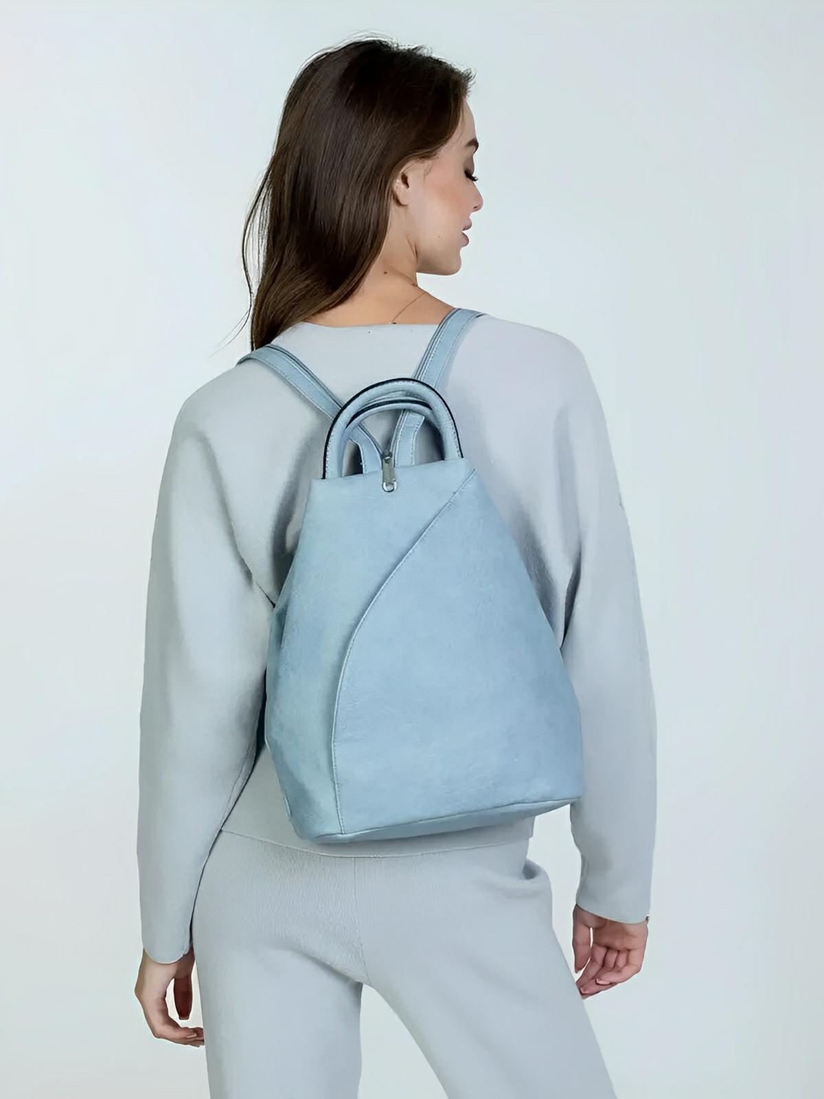 Sac à dos femme, simili vegan, léger, grande capacité, usage quotidien, modèle Tamara - Sac à dos - Bleu