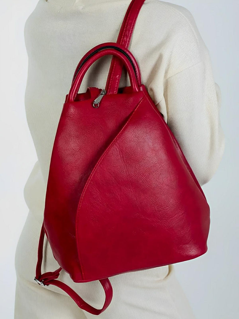 Sac à dos femme, simili vegan, léger, grande capacité, usage quotidien, modèle Tamara - Sac à dos - Rouge