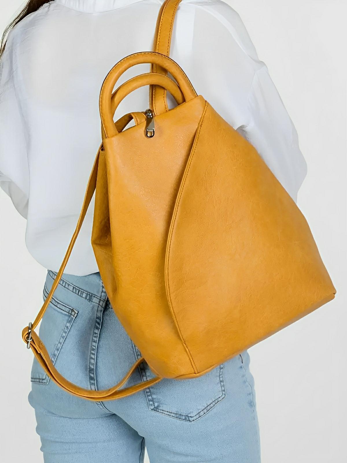 Sac à dos femme, simili vegan, léger, grande capacité, usage quotidien, modèle Tamara - Sac à dos - Camel
